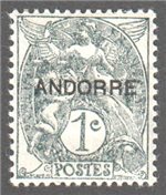 Andorra (Fr) Scott 1 Mint